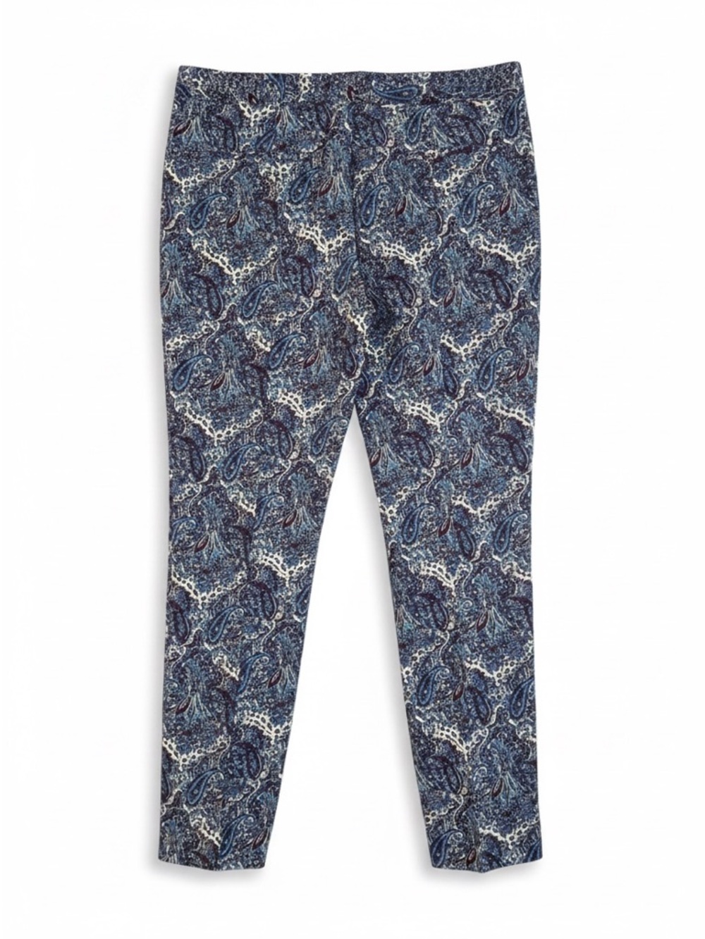 Talbots Ankle Pants High Waist Slim Leg Blue Purple Paisley Print Size 12